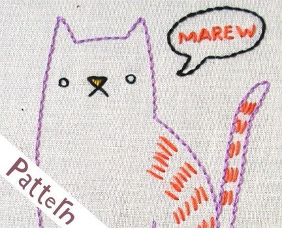 C Cat INSTANT DOWNLOAD PDF embroidery pattern