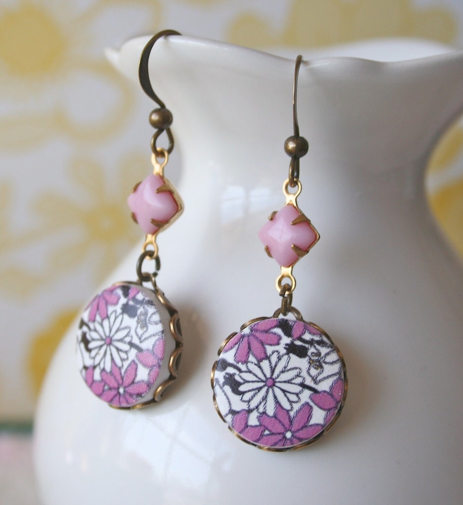 Brass Earrings - Aven in Purple
