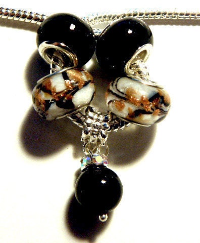European bead set black and white charms PBS921 Grad Graduation class of 2013
