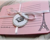 Paris Handmade Recipe Cards in Light PInk. Set of 6. Eiffel Tower, Fleur de Lis...Bridal Shower