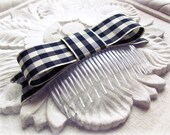 SALE. Black and Ivory Gingham Check Hair Comb. Bow Hair Comb. Checked