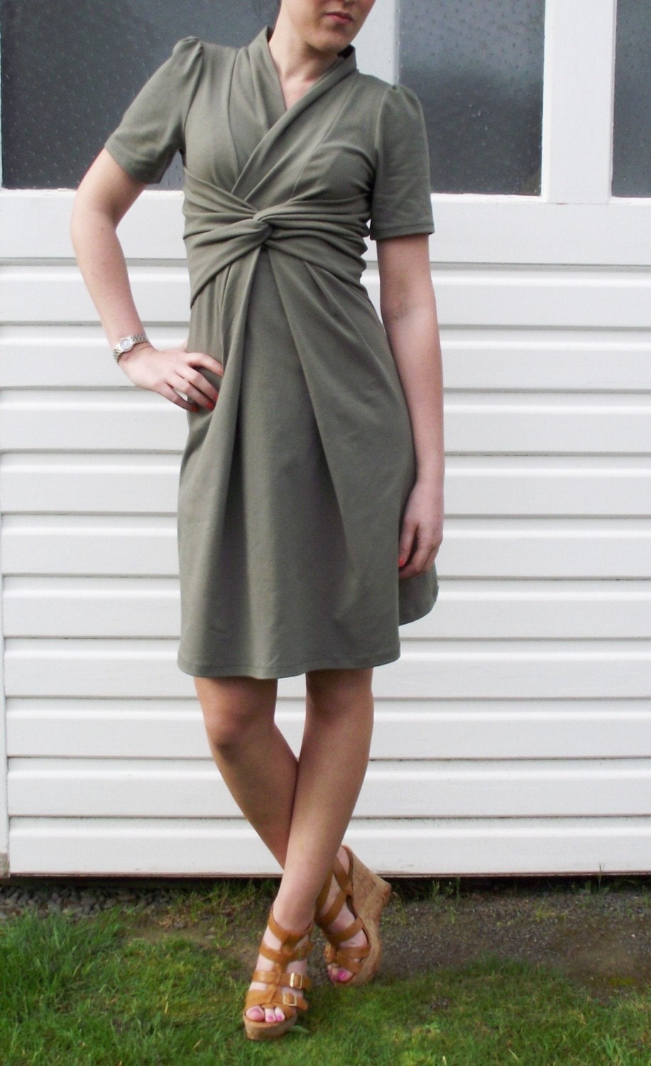 Khaki Dress Available in Black, Khaki or Navy Suzi Dress Great as Maternity Wear