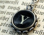 Vintage Typewriter Key Necklace- Y