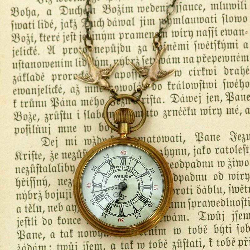 Brass Mechanical Pocket Watch Necklace