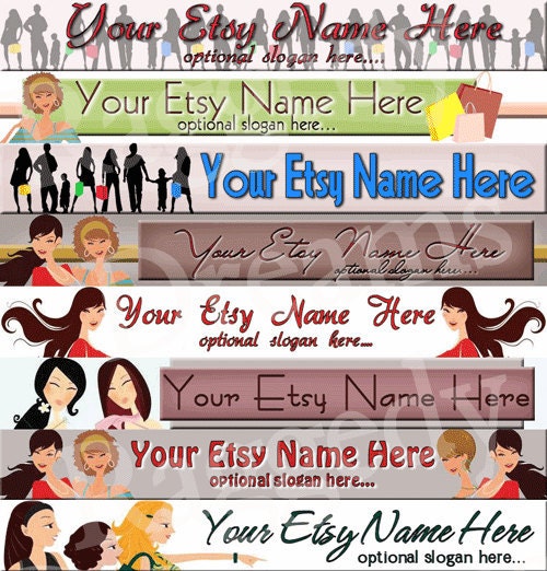 Raggedy Dreams Premade ETSY Shop Banner, Avatar Shopping Diva Girls Boutique Style U-PICK DESIGN 40