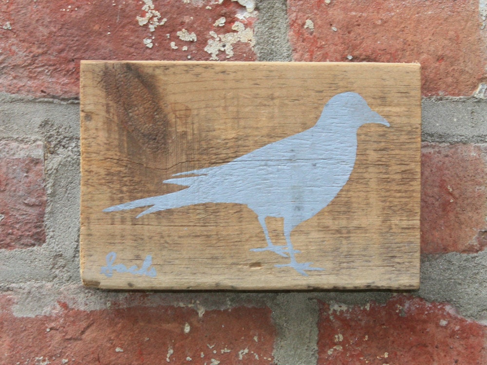 Slate Blue Crow Wall Hanging on Reclaimed Barn Wood