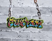 Graffiti TAG'D Custom Personalized Nameplate Necklace by beebles