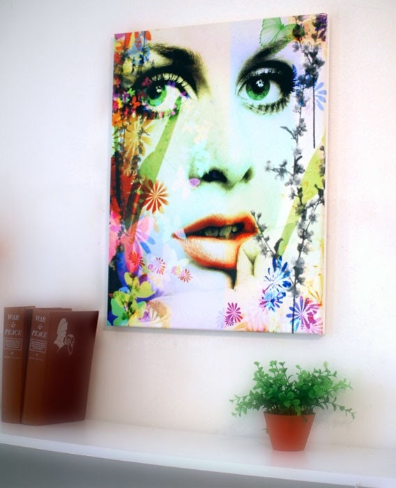 Twiggy, Large Canvas, Wall Art, Retro Pop Art, Fashion,1960s Art, Home Decor