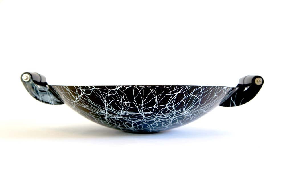 Black & White Enamel Wok // Spatter Paint