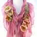 Vavoosh Flower Scarf Nuno Felt Merino Silk with ruffly blossoms - Green