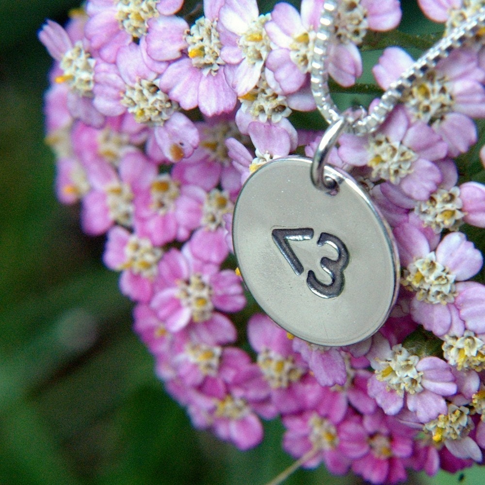 Less Than Three ( Heart ) Emoticon Petite Sterling Silver Charm Pendant, Geek Chic Jewelry