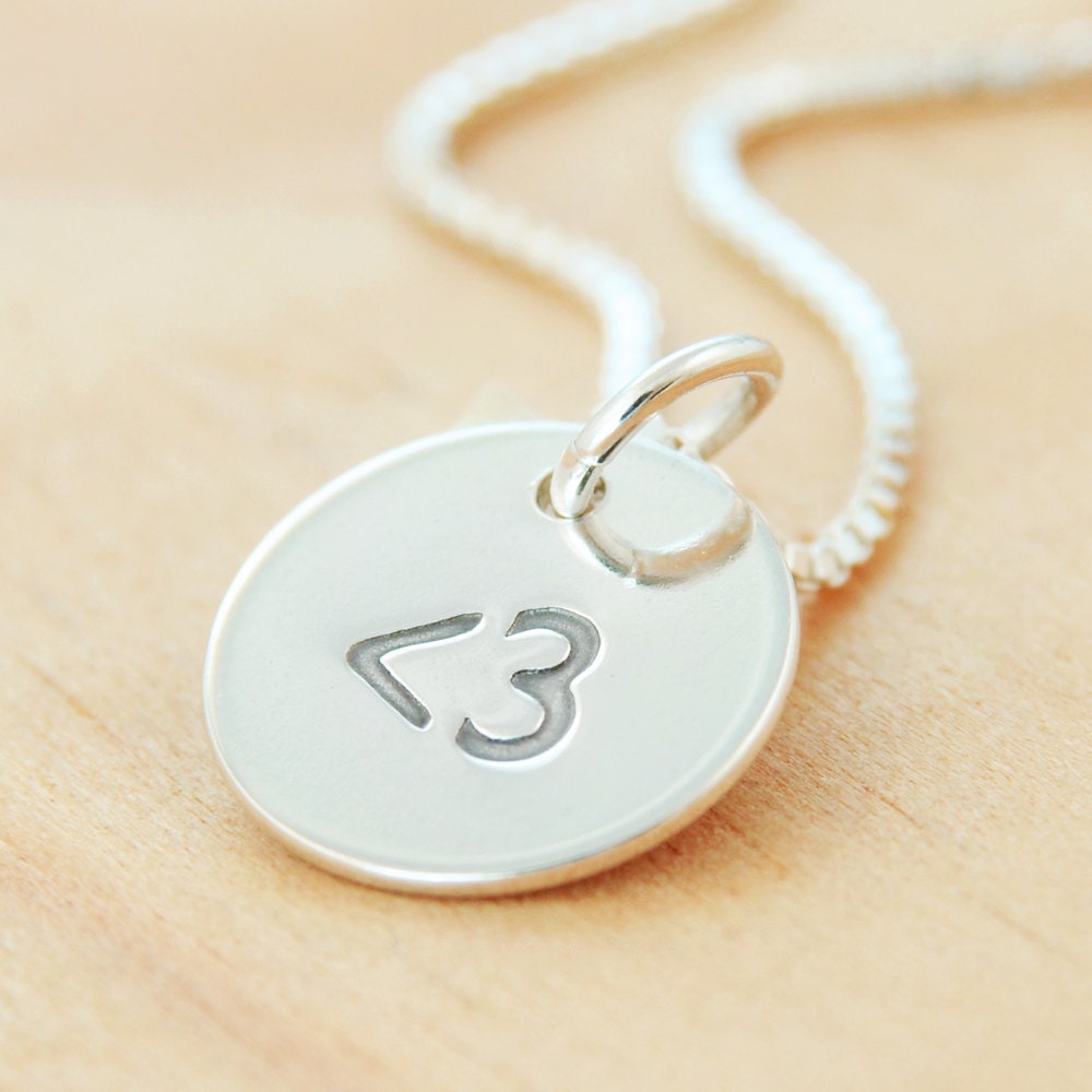 Less Than Three ( Heart ) Emoticon Petite Sterling Silver Charm Pendant, Geek Chic Jewelry