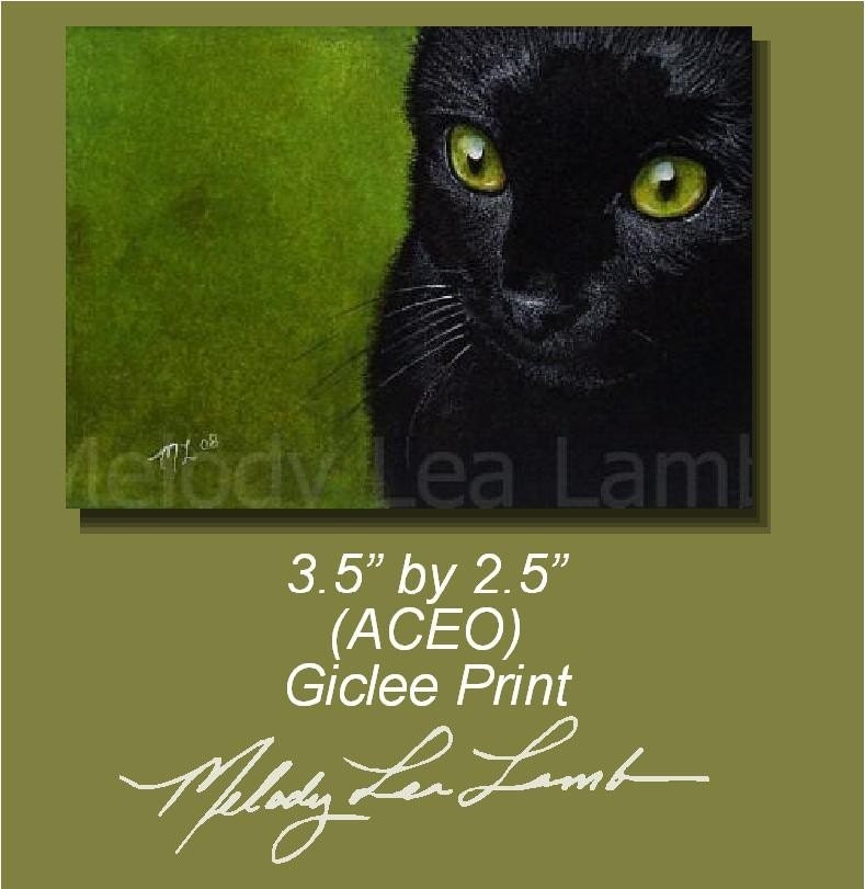 Black Cat Art By Melody Lea Lamb ACEO Print