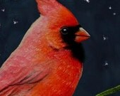 Set Of Four Cardinal Bird Art Cards by Melody Lea Lamb