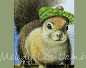 Fantasy Art Squirrel In A  Hat By Melody Lea Lamb ACEO Print