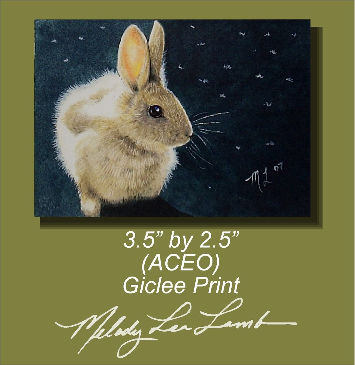 ACEO OE Giclee Print Bunny Melody Lea Lamb
