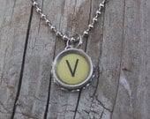 Letter V  Vintage Typewriter Key Necklace