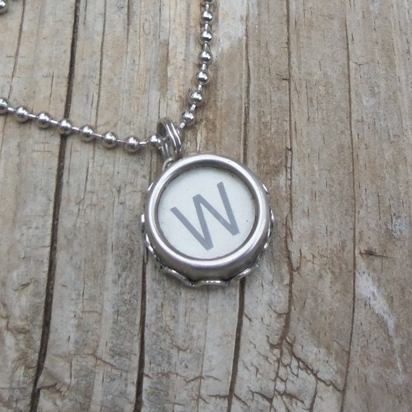 Vintage Typewriter Key Necklace Letter W