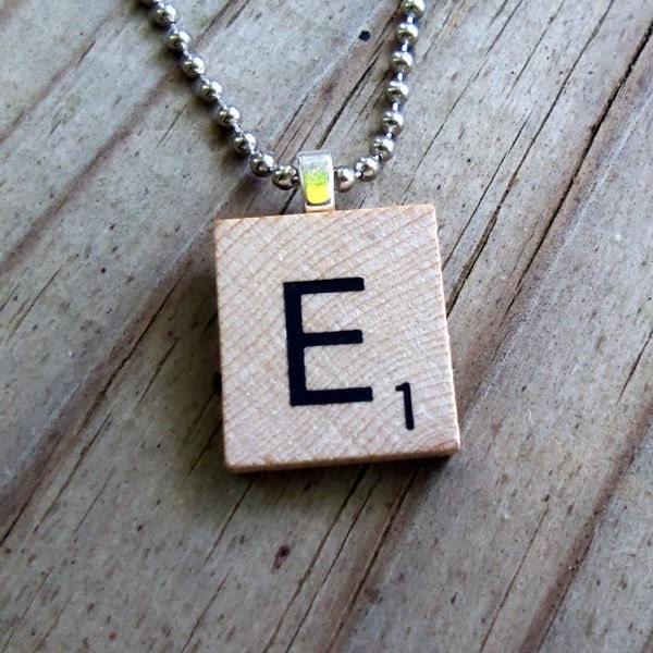 Letter E Scrabble Tile Necklace