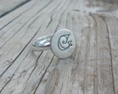 Hand Stamped Custom Initial Ring Whimsical