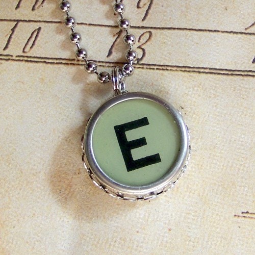 Letter E Vintage Cash Register Key Necklace