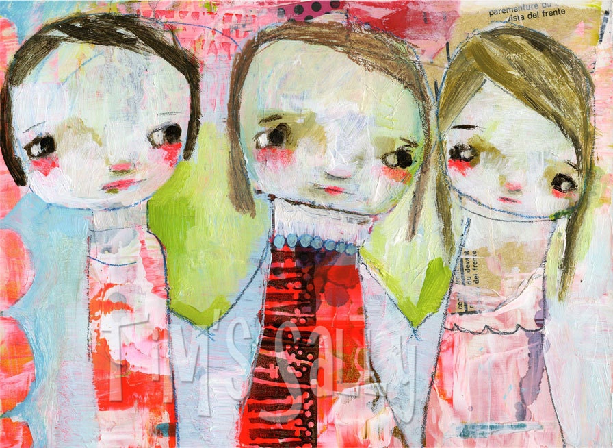 friends - mixed media art print - Together we are Strong