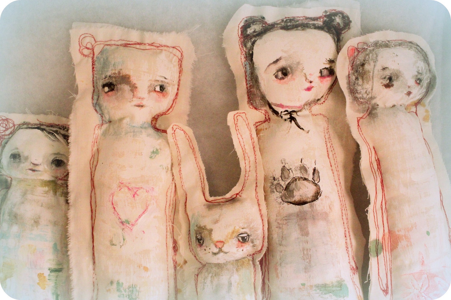 SALE primitive art doll - WILDFLOWER - original stuffed doll by timssally