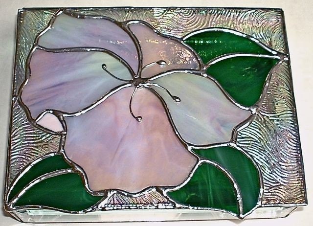Stained Glass Jewelry Box Hibiscus 1