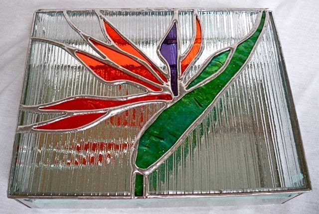 STAINED GLASS Jewelry BOX Bird Of Paradise