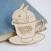 Wood bunny brooch