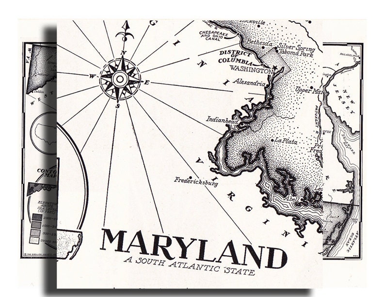INSTANT DOWNLOAD... map of Maryland.... from the 1950's.... digital map no.  597