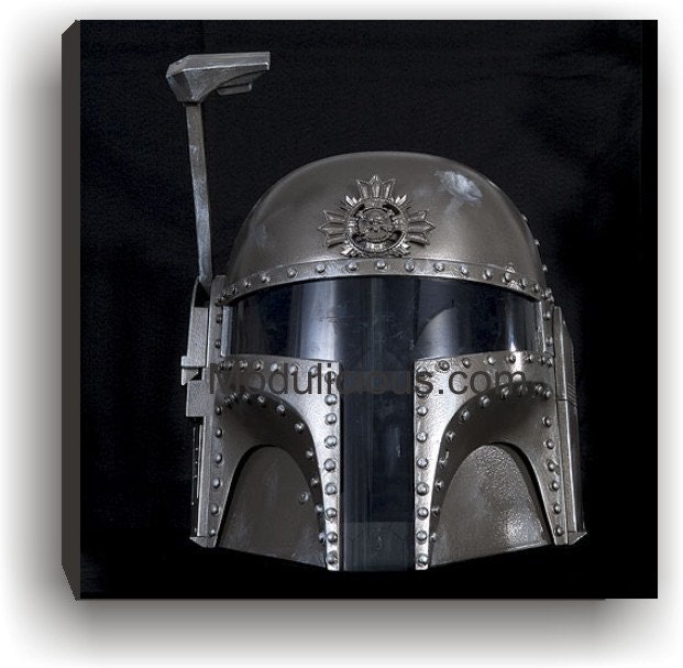 Steampunk  Boba Fett Helmet Canvas Giclee Print Star Wars