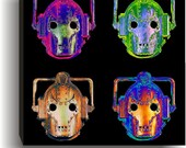 Steampunk Cyberman Helmet Pop Art  Giclee print  Doctor Who Art Posterized