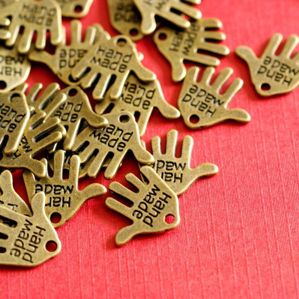 Nickel Free 50pcs Antique BronzeE Hand Charms 12mm MLF0073Y-NF