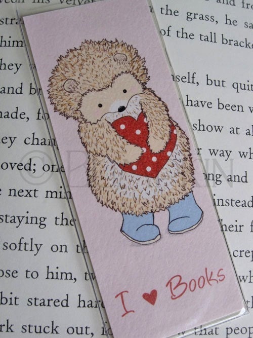 Bookmark - Hedgehogs Love Books too