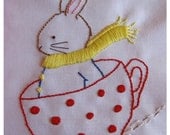 Hand  Embroidery PDF Pattern - Happiness is a Cup of Tea - Instant downdload