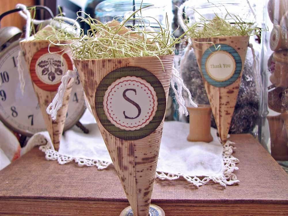 Rustic Autumn Wedding Bamboo Favor Cone Eco-Friendly