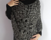 Crocheted Poncho Dark Brown Chocolate Handmade Super Soft - Knitwear Italian fashion