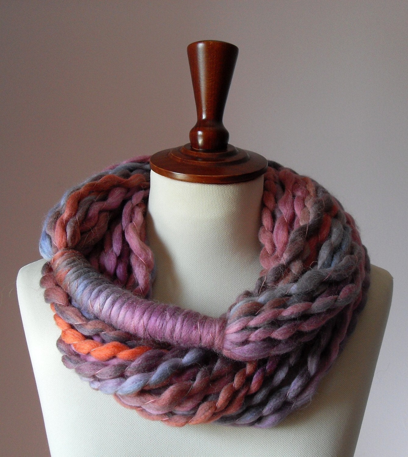 Infinity Scarf Pink Shades Purple Lilac - Chunky - Accessories - Long - MINI LOOP SCARF