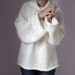 Knitted Sweater with long Sleeves Turtleneck Pure white - Handmade - Super soft Italian Kid Mohair (luxury)