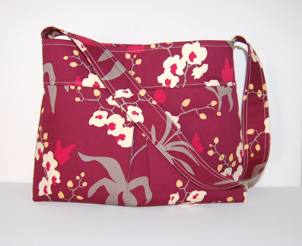 Pleated Shoulder Bag Purse Orchid in Mulberry Joel Dewberry Ginseng