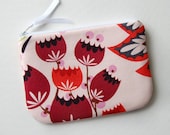 Padded Zipper Pouch Coin Purse Summer Totem in Grapefruit