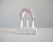 Rainbow Factory - pink purple Minature Ceramic Sculpture