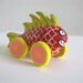 Red And Yellow Monster Fish - Mini Art Pull Toy Sculpture