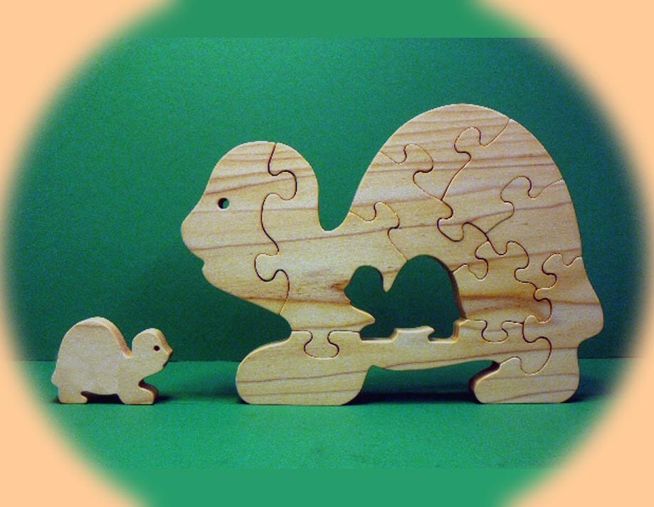 Turtle with Baby - Childrens Wood Puzzle Game - New Toy - Hand-made - Child-safe