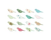 Pastel patterned birds - A4 print