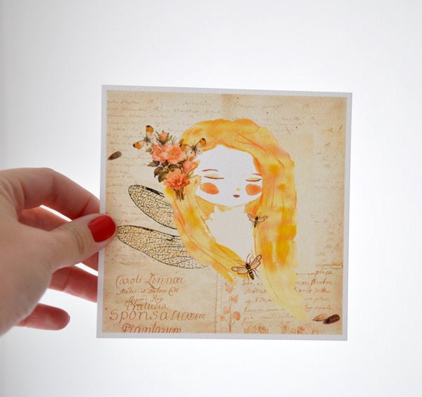 Nature Girls serie -  Insect Girl - 5x5 print