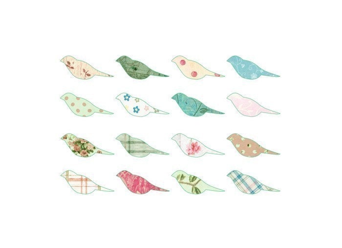 Pastel patterned birds - A4 print