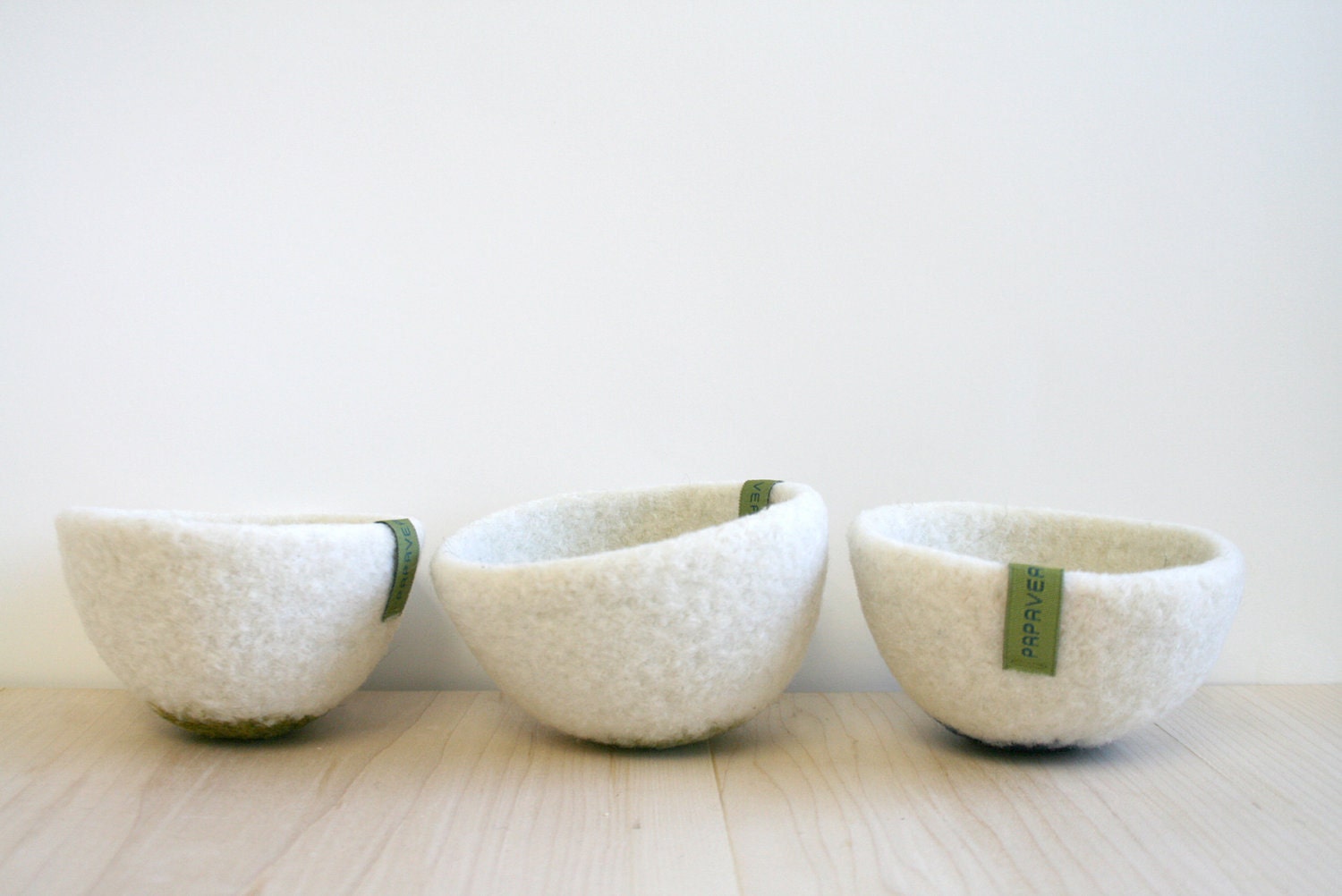 Roly Dot Bowl - Felted Wool - Cream with Red Dot
