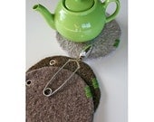 Set/3 Trivets - Felted Wool - Shades of Brown
